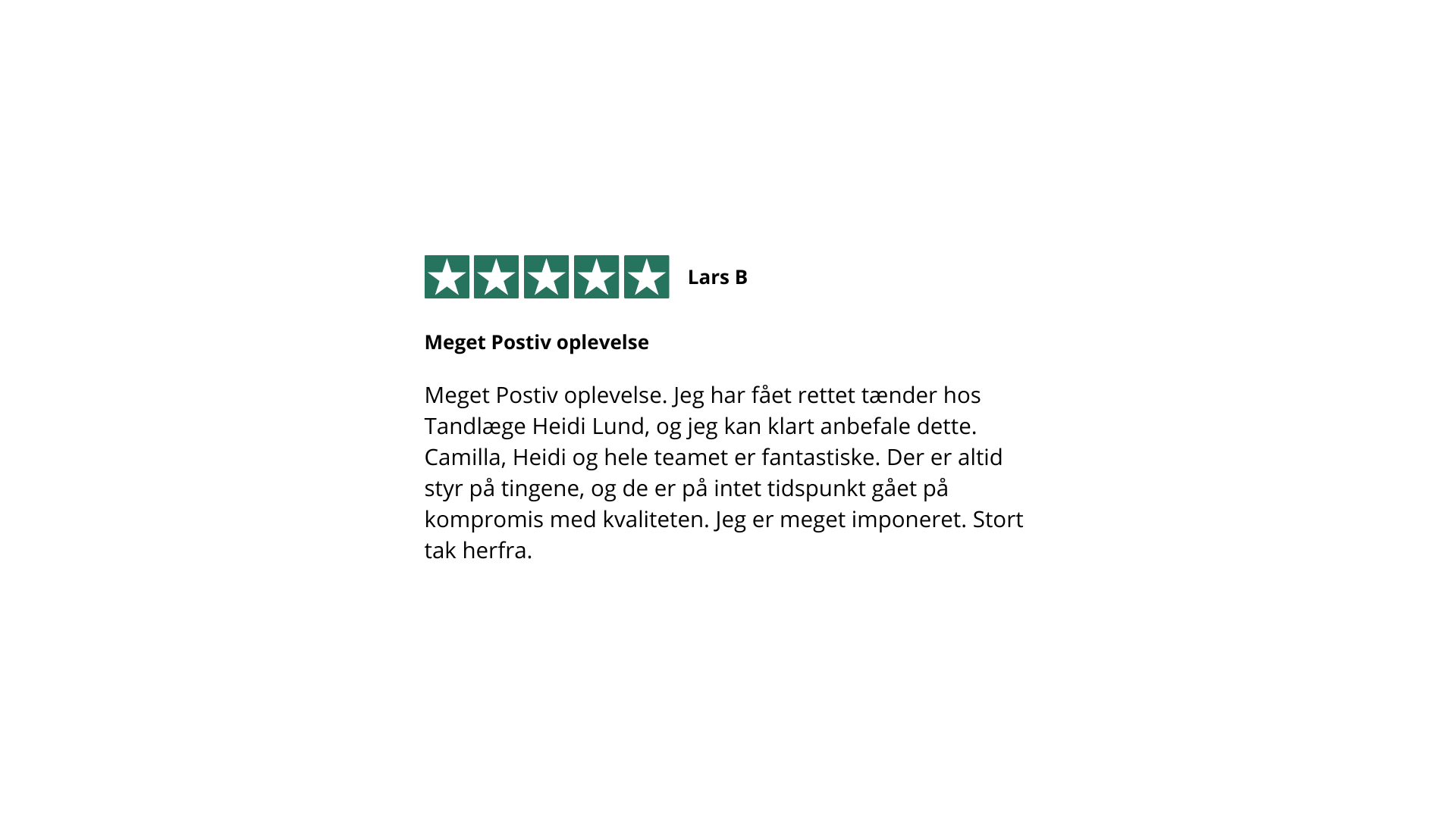 Trustpilot anmeldelse - Lars B