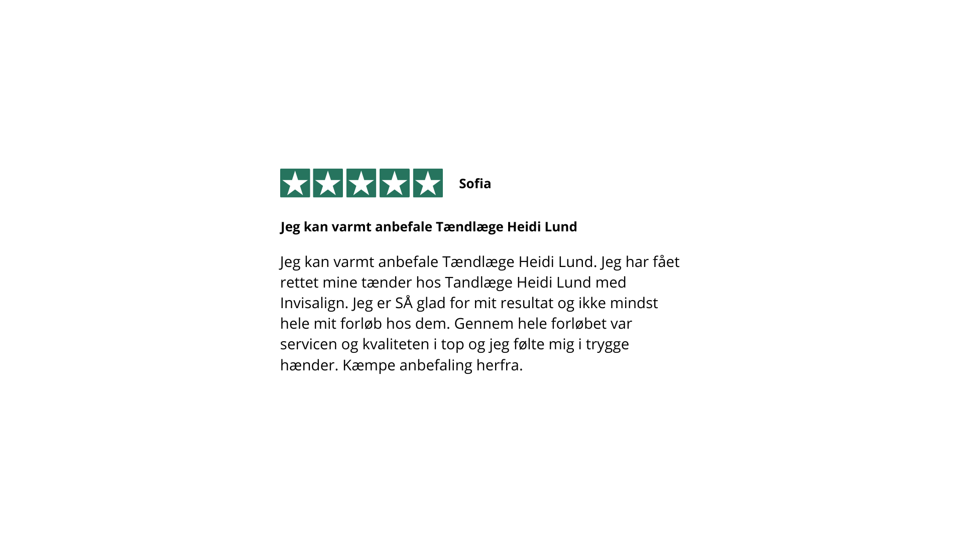 Trustpilot anmeldelse - Sofia